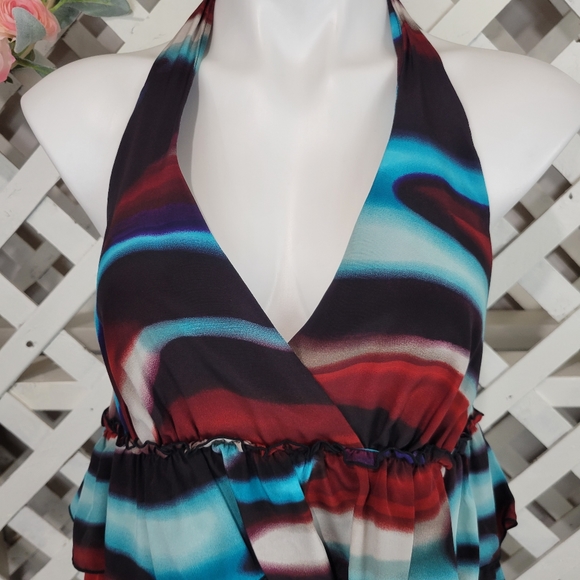 Matty M Silk Tye Dye Halter Top Size Medium - Picture 2 of 7